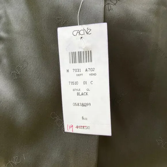 Y2K Cache Vest NWT Sz 6 Black Silk Ruffle V Neck Whimsigoth Dark Romantic 90s - Picture 11 of 11